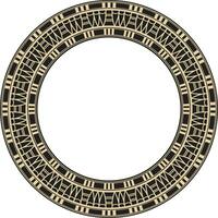 Vector golden and black round Egyptian ornament. Endless Circle, Ring of Ancient Egypt. Geometric African frame