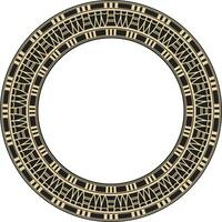 Vector golden and black round Egyptian ornament. Endless Circle, Ring of Ancient Egypt. Geometric African frame