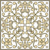 Vector square golden european pattern. Greek floral meander pattern. Rectangle with abstract floral Roman ornament.