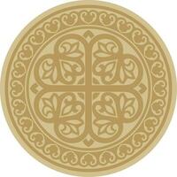 Vector golden round ancient Byzantine ornament. Classical circle of the Eastern Roman Empire, Greece. Pattern motifs of Constantinople