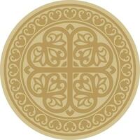 Vector golden round ancient Byzantine ornament. Classical circle of the Eastern Roman Empire, Greece. Pattern motifs of Constantinople