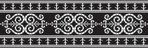 Vector monochrome black seamless Yakut ornament. Endless border, frame of the northern peoples of the Far East