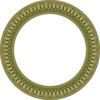 Vector gold and green round classical Greek meander ornament. Pattern, circle of Ancient Greece. Border, frame, ring of the Roman Empire