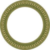 Vector gold and green round classical Greek meander ornament. Pattern, circle of Ancient Greece. Border, frame, ring of the Roman Empire