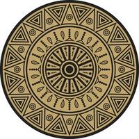 Native American vector round gold pattern. Geometric shapes in a circle. National ornament of the peoples of America, Maya, Aztecs, Incas.