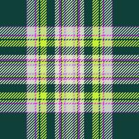 Plaid check pattern in green color. Seamless fabric texture. Tartan textile print. vector