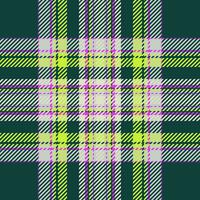 Plaid check pattern in green color. Seamless fabric texture. Tartan textile print. vector