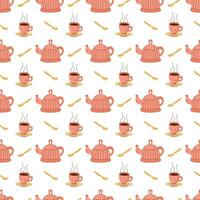 Seamless pattern on the theme of tea. Vector flat illustration suitable for wrapping paper.
