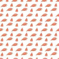 Seamless pattern with warm winter scarves and hats in pink. Vector flat color illustration.