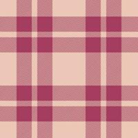 Plaid seamless pattern in pink. Check fabric texture. Vector textile print.