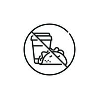 No food and drinks allowed line icon symbol. No eating line icon isolated on white background vector