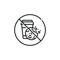 No food and drinks allowed line icon symbol. No eating line icon isolated on white background vector