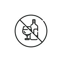 No alcohol line icon sign symbol isolated on white background vector