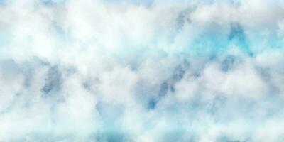 Blue Sky with Clouds. Blue Watercolor Background. Blue, White Watercolor Sky Background vector