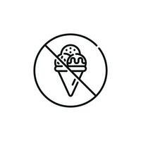 No ice cream allowed line icon sign symbol isolated on white background vector