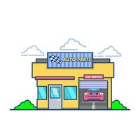 Car service and repair, workers fixing car, business concept vector illustration