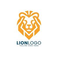 Minimall Lion Head Logo design template, Geometric Lion Face Vector