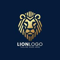 Golden Lion Head Logo, Gradient Lion Logo Design Template vector