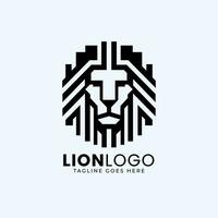 Minimall Lion Head Logo design template, Geometric Lion Face Vector