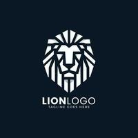 Minimall Lion Head Logo design template, Geometric Lion Face Vector