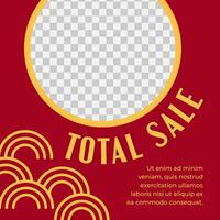 Total sale for products and goods, promo banner vector