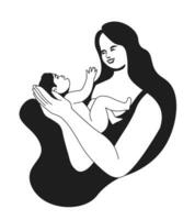 Motherhood and parenting, woman smiling at baby vector