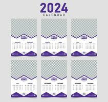 2024 wall calendar design template vector