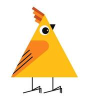 Chicken character in shape of triangle figure vector