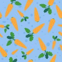 Carrots with leaves, veggies seamless pattern vector