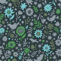 Flowers in bloom, blooming flora and botany print vector