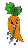 Retro cartoon personage in shape of carrot vector