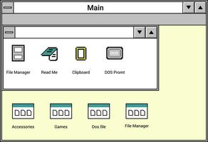 Interface of file manager, folders and documents vector