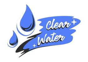 Clear water, banner with shine and drops vector