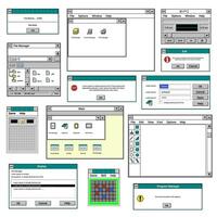 Interface of old applications and programs on pc vector