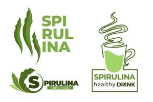 espirulina sano bebida y comida suplemento vector