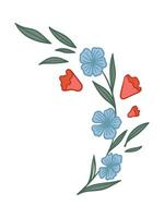 Tender blooming flowers, petals and branch vector