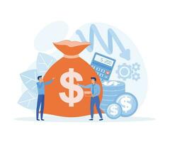 Cost optimization concept. Idea of financial and marketing strategy. Cost and income balance. Spending and cost reduction, flat vector modern illustration