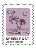 Speed post ocean island, postmark or card for mail vector