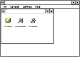 Interface of window with file manager and print vector