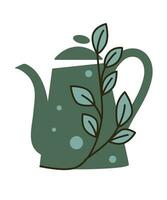 Organic and natural herbal tea in teapot vector