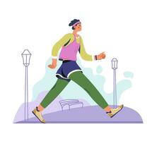 Man running and training, working out personage vector