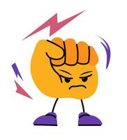 Irritated hand character with facial expression vector