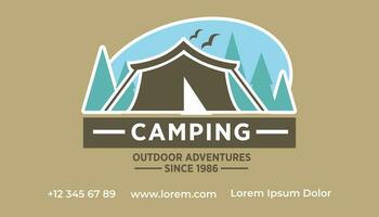 Camping outdoor adventures services, visiting card vector