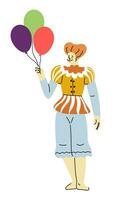 Halloween scary costume of clown with ballons vector