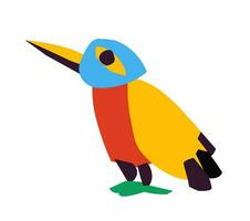 Kingfisher, brightly colored tropical birds craft vector