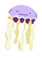 Sea ocean dweller, jellyfish character with smile vector