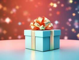 3D Render of Christmas Present on Colorful Background. photo