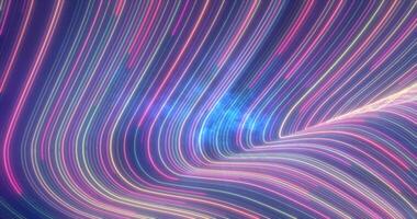 Abstract bright blue purple glowing flying waves from twisted lines energy magical background photo