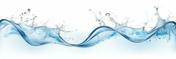 Horizontal water banner with wave effect, 3.1 resolution, blue color, water drops, space for text photo