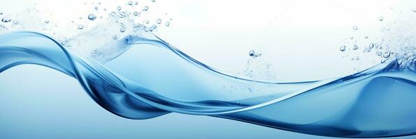 Horizontal water banner with wave effect, 3.1 resolution, blue color, water drops, space for text photo